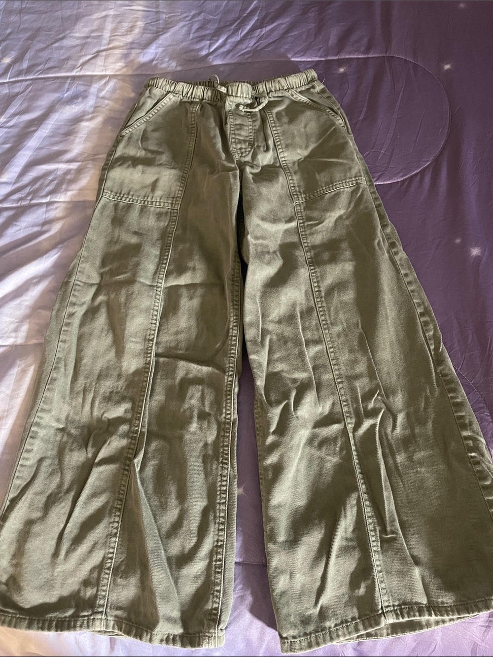 Gap Kids Girls Olive Wide-Leg Utility Pants